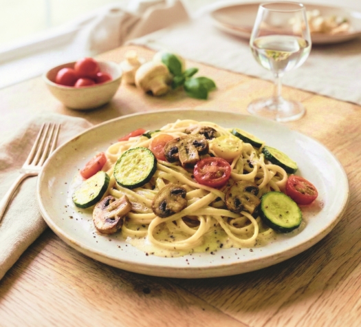 Pasta with Truffles, Zucchini, and Mushrooms