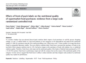 Effects of Front-Of-Pack Labels on The Nutritional Quality Of Supermarket Food Purchases: Evidence from A Large-Scale Randomized Controlled Trial