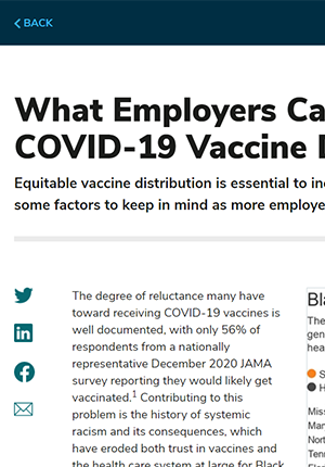 What Employers Can Do to Ensure Equitable COVID-19 Vaccine Distribution