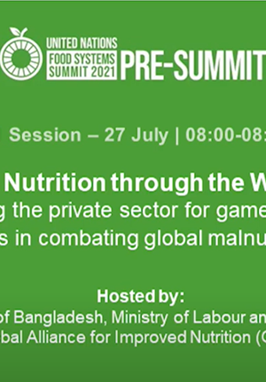 UNFSS 20201 Pre-Summit Affiliated Session – Access to Nutrition Through the Workplace