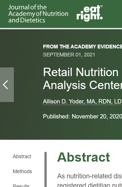 Retail Nutrition Programs and Outcomes: An Evidence Analysis Center Scoping Review