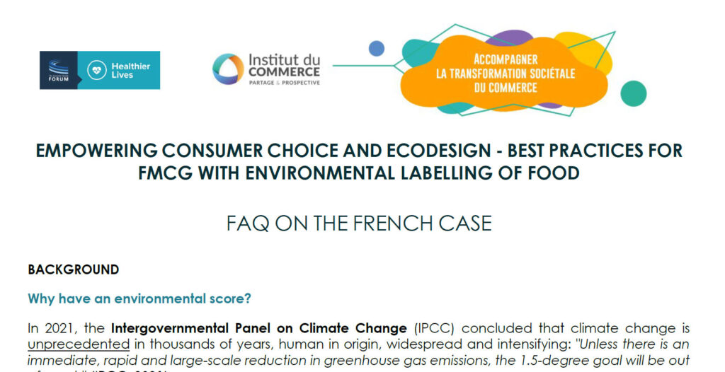 Empowering Consumer Choice and Eco Design in France – Best Practices for FMCG Companies with Environmental Labelling of Food