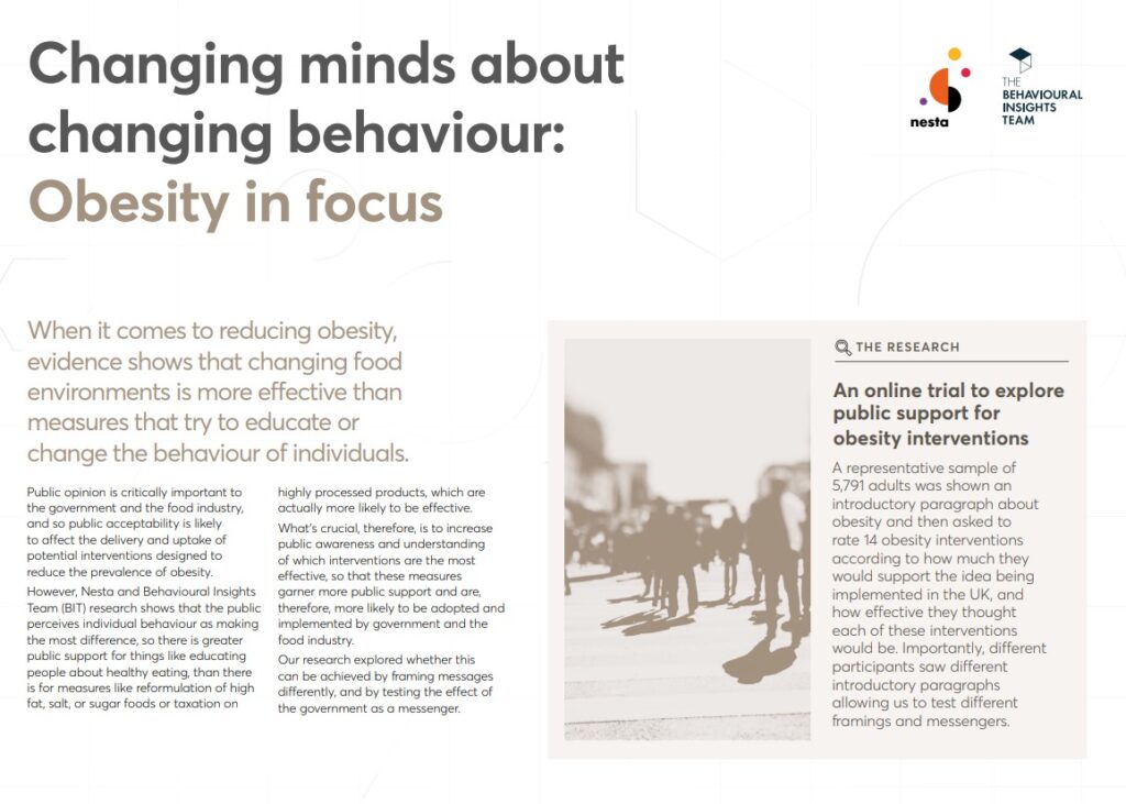 Changing Minds about Changing Behaviour: Obesity in Focus