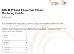 COVID-19 Food & Beverage Impact: Monitoring Update, 20 Mar 2020