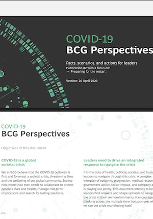 COVID-19: BCG Perspectives, Facts, Scenarios and Actions for Leaders