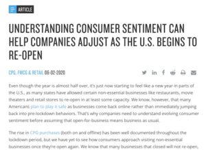 Understanding Consumer Sentiment Can Help Companies Adjust As The U.S. Begins to Re-Open