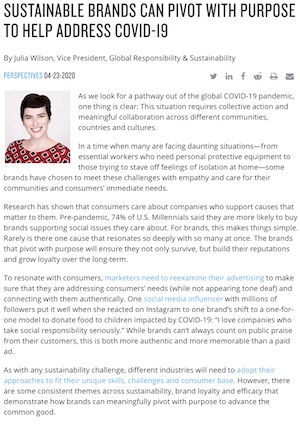 Sustainable Brands Can Pivot With Purpose To Help Address COVID-19