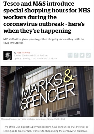 Tesco and M&S Introduce Special Shopping Hours for NHS Workers During The Coronavirus Outbreak