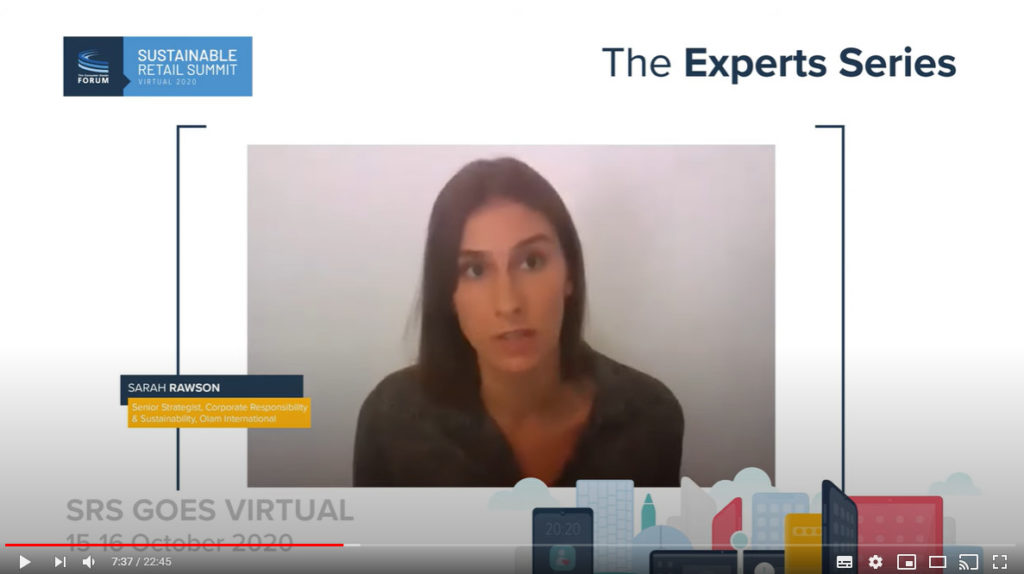 Sustainable Retail Summit Expert Series: Sarah Rawson, Olam International